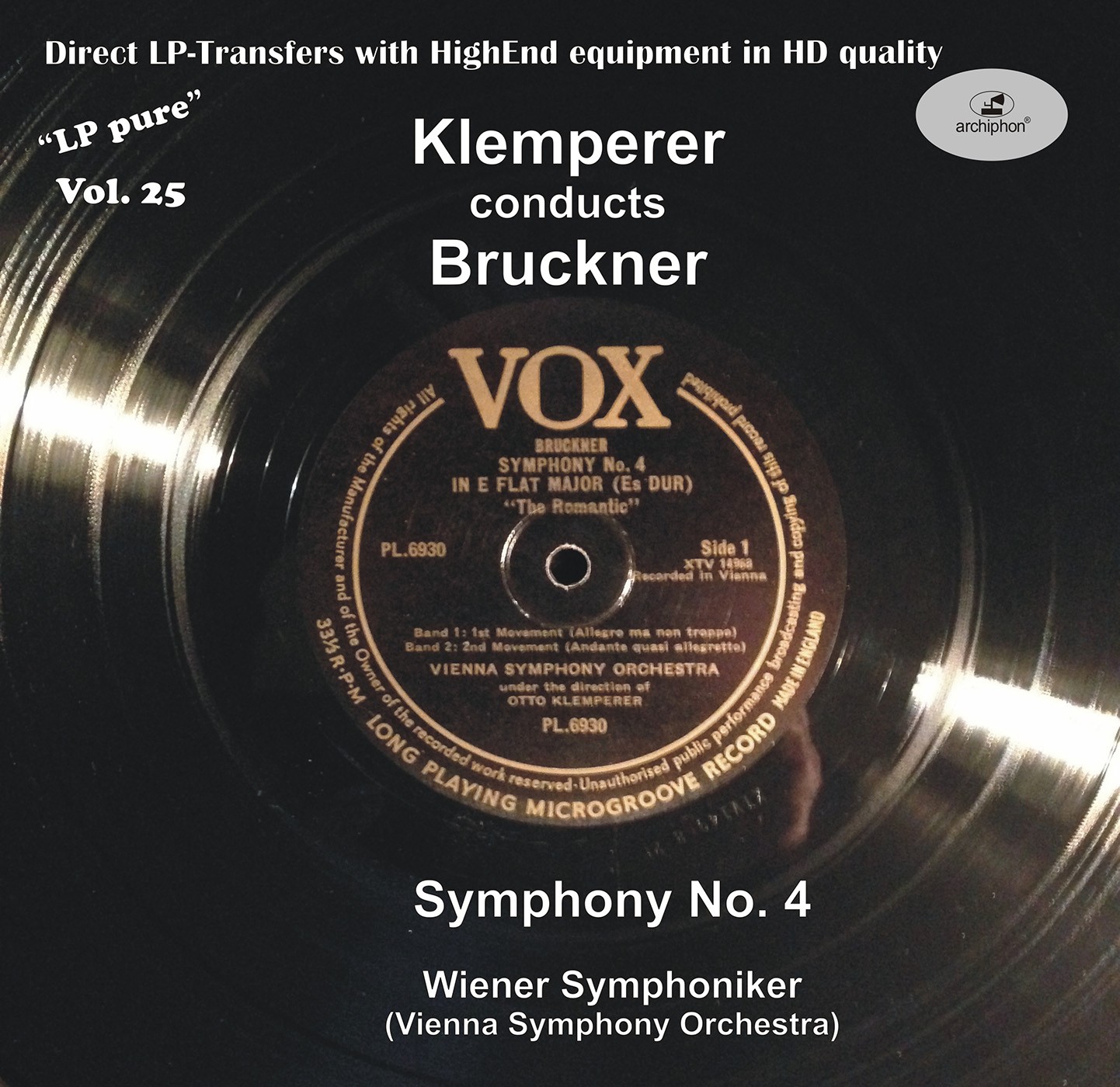 Wiener Symphoniker, Otto Klemperer - LP Pure, Vol. 25: Klemperer Conducts Bruckner - Symphony n°4 (1951/2016) [FLAC 24bit/96kHz]