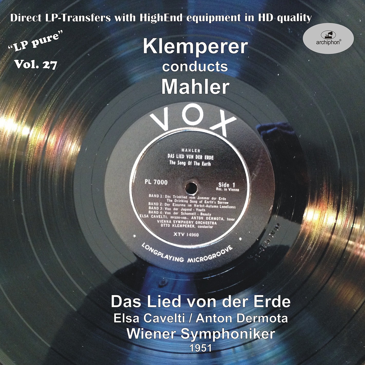 Anton Dermota, Elsa Cavelti, Wiener Symphoniker, Otto Klemperer – LP Pure, Vol. 27: Klemperer Conducts Mahler (1951/2016) [FLAC 24bit/96kHz]